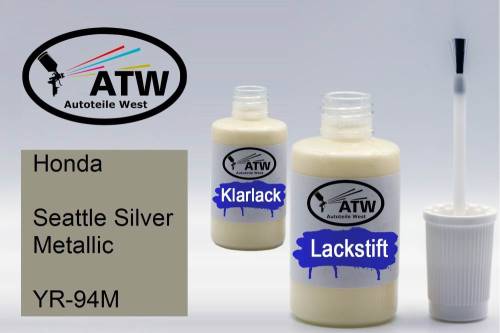 Honda, Seattle Silver Metallic, YR-94M: 20ml Lackstift + 20ml Klarlack - Set, von ATW Autoteile West.